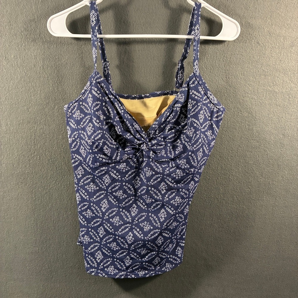 lands end women swim suit top 10 blue tankini padded coastal beach vacation